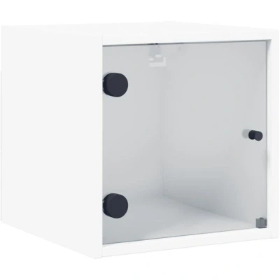 Image of vidaXL Bedside Cabinet with Glass Door White 35x37x35 cm