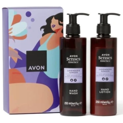 Image of Avon Senses Essence Duo Lavender and Ginger Hand Care Set, Wash 250 ml, Lotion ml Gift Boxed &amp; Sealed