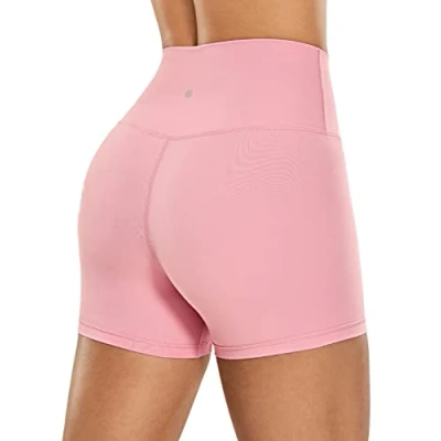 Image of CRZ Yoga Women&#039;s Naked Feeling Gym Shorts 4&#039;&#039; High Waisted Cycling Leggings Workout Running Spandex Pants The Heartbeat Powder 10