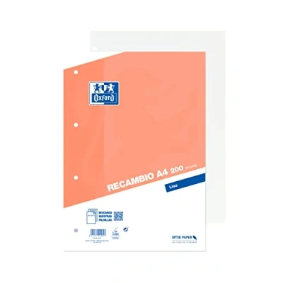 Image of Oxford Perforated A4 Smooth Sheets, File Refill, 200 White 4 Drills