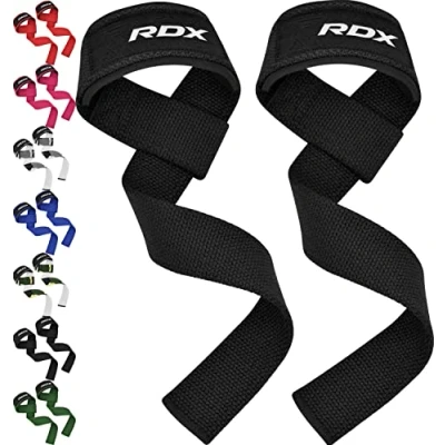 Image of RDX Weight Lifting Straps Deadlifting Powerlifting, 5MM Neoprene Wrist Support, Anti Slip 60CM Hand Bar Grip, Heavy Duty Bodybuilding Weightlifting Workout, Soft Cotton, Strength Training Gym Fitness