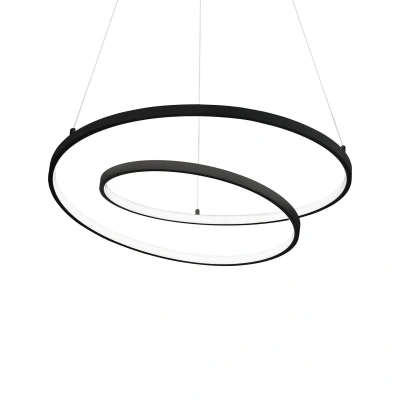 Image of OZ Dimmable Swirl 80cm Integrated LED Pendant Ceiling Light Black, 3000K