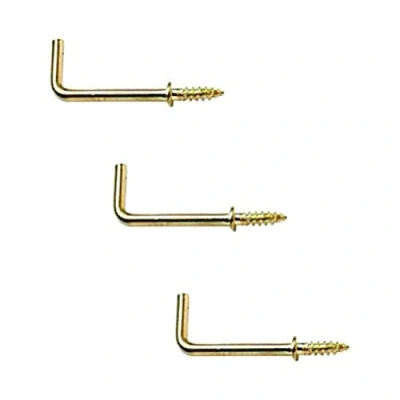 Image of Merriway BH03807 (10 Pcs) Electro Brass Plated Square Shouldered Dresser Hooks, 13 mm Pack of 10 Pieces