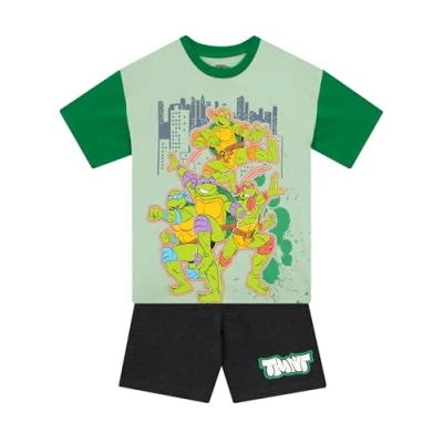Image of Teenage Mutant Ninja Turtles Tshirt And Shorts Set Leonardo, Donatello, Raphael, Michelangelo Boys Outfit TMNT Clothes Kids T Shirt Green 5 6 Years