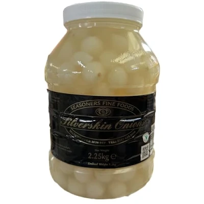 Image of Parkers Seasoners Pickled SILVERSKIN Onions 2.25kg (drained weight 1.3kg) (Pack of 2)