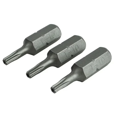 Image of Security S2 Grade Steel Screwdriver Bits T10S x 25mm (Pack 3)