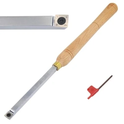 Image of Wood Lathe Turning Tools Rougher Carbide Tipped Chisel Tool 18 Inches Full Size with Square Insert 15X15x2.5Mm Radius and A Screw for Hobbyist Or DIY Carpenter