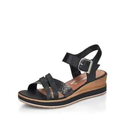 Image of Remonte Women&#039;s D6454 Wedge Sandal, Graphit/Schwarz/Schwarz / 00, 6.5 UK