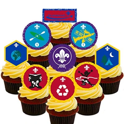 Image of Made4You Cub Scout Badges Party Pack, Edible Cake Decorations Stand up Wafer Cupcake Toppers (72)