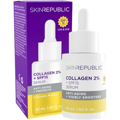 Image of skin Republic 2% Collagen SPF 15 Anti Aging Serum to reduce fine lines and wrinkles, Helps keep plump firm for a youthful look (30ml)