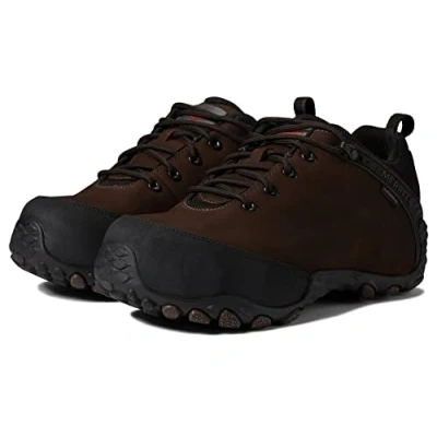 Image of MERRELL Men&#039;s Chameleon Flux Carbon Fiber (CF) Waterproof Oil and Slip Resistant Nubuck Work Boots with EVA Midsole, Brown, 11.5 UK