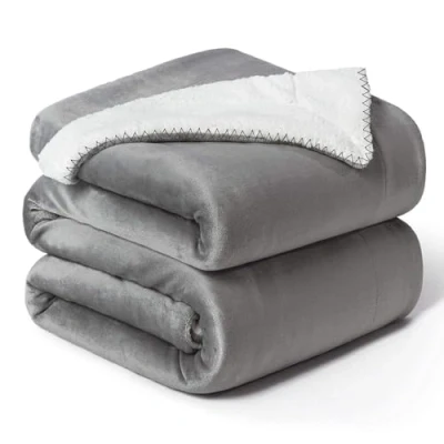 Image of furrybaby Waterproof Dog Blanket, Fluffy Pee Proof Pet Blanket for Couch Bed Protection Washable Reversible Fleece Sherpa Throw Furniture Protector Grey(76x127cm)