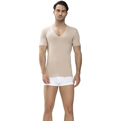 Image of Mey Dry Cotton V neck Invisible T shirt Beige size 3XL