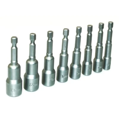 Image of Amtech I5725 Magnetic Hex Nut Driver Set, 8 Pieces, Metric, Quick Change ¼ Inch Shank, Bit Sizes: 6mm 13mm