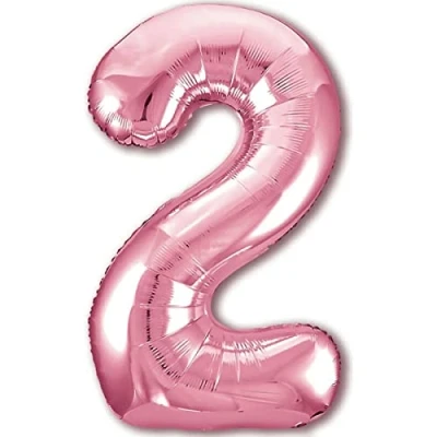 Image of Balloon 2nd Birthday Number 2 Pink XXL Giant Foil 40 Decoration for Girl. Flies with Helium