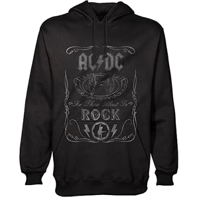 Image of ACDC Men&#039;s AC/DC Cannon Swig Pullover Hoodie, Black (Black Black), X (Size:X Large)