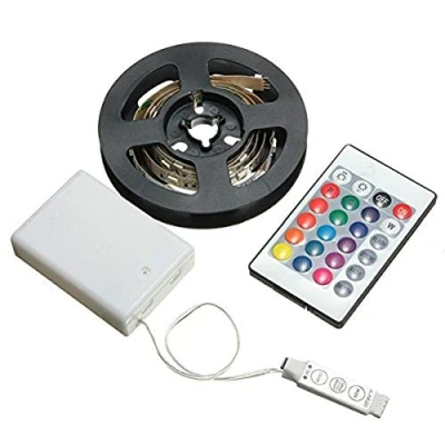 Image of MASUNN Battery Powered RGB Non Waterproof LED Flexible Tape Rope Strip Light Kit + IR Remote DC5V 200cm