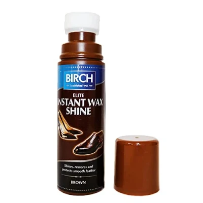 Image of Birch Elite Instant Wax Shine Shoe Polish Liquid Boot Paste For Smooth Leather Work, Casual and Dress Shoes (Brown)