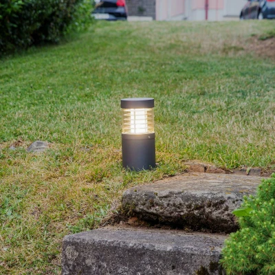 Image of Lucande LED Outdoor Lights &#039;Lucius&#039; (Modern) in Black Made of Aluminium (1 Light Source,) from Pillar Lights, Garden Light, Path Bollard lamp,