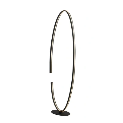 Image of Clarke Integrated LED Circular Floor Lamp, Black, 4000K