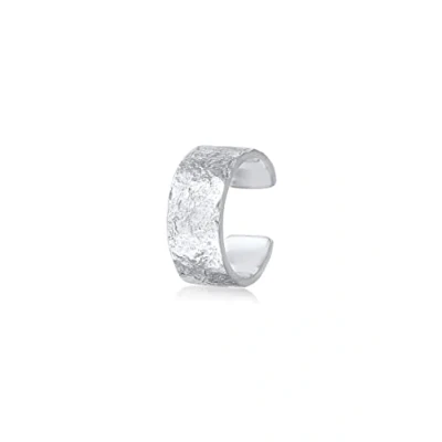 Image of Elli Earrings Ladies Earcuff Wide Hammered in 925 Sterling Silver