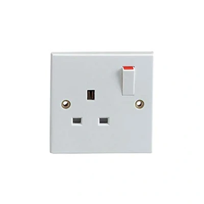 Image of eMarkooz Single Switched Socket Wall 1 Gang Plug Electric 13 Amp White BS1363 Conforms