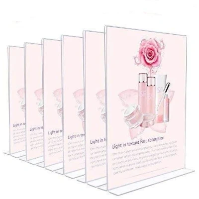 Image of Display4top Acrylic Poster Menu Holder,Acrylic Sign Holder T Shaped Double Sided,Great for Promotions, Restaurants, Photo Frames, Documents &amp; More,6 Pack (A4)
