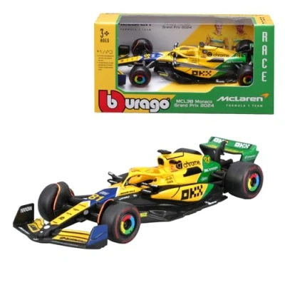 Image of Bburago F1 Formula 1 MCLAREN MCL38 (2024) PIASTRI SENNA LIVERY 1:43 Scale Incredibly Detailed Die Cast Replica Collectible Race Car Model