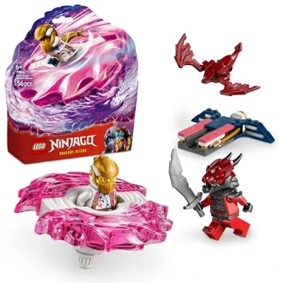 Image of LEGO NINJAGO Sora’s Dragon Spinjitzu Spinner Set with 2 Minifigures &amp; Flying Elements Ninja Building Toy for 6+ Year Old Boys Girls Small Gift Idea 71824