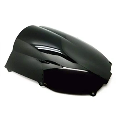 Image of Motorcycle Street Double Bubble Windshield Windscreen For Kawasaki NINJA ZX6R ZX 6R 636 2000 2001 2002 (Black)