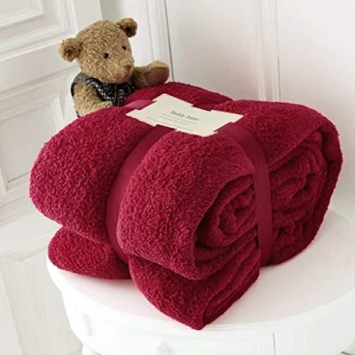 Image of Hachette Teddy Fleece Throw Blanket Soft Warm Over Sofa Bed Travel Bedspread (Red, Single 100 x 150 cm)