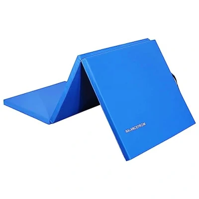 Image of BalanceFrom 1.5&quot; Thick Tri Fold Folding Exercise Mat with Carrying Handles for MMA, Gymnastics and Home Gym Protective Flooring, 180x60cm/6x2ft, Blue