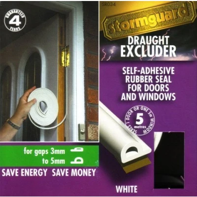 Image of P Profile White 10m EPDM Rubber Draught Seal and Foam Excluder Window or Door Draft