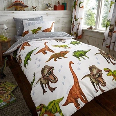 Image of Rawrsome Dinosaur Single Duvet Cover and Pillowcase Set