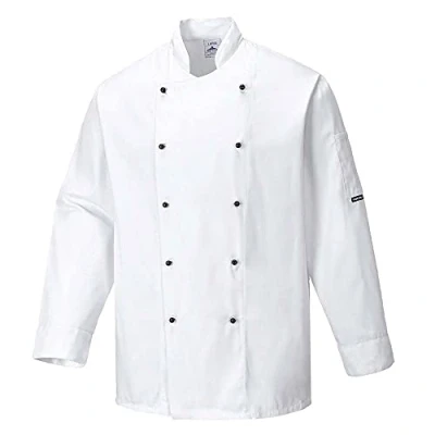 Image of Portwest Somerset Chefs Jacket L/S, Size: XS, Colour: White, C834WHRXS
