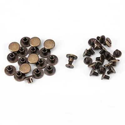 Image of Leather Craft Rivets, 20Sets Brass Button Studs Rivets Flat Head Screwback Nails for DIY Belt Strap Purse Wallet Handbag Decoration(5mm)