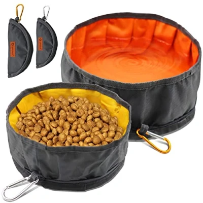 Image of LumoLeaf Collapsible Dog Travel Bowls, Large Lightweight Foldable Bowl, Water and Food Bowls for Pets Dogs Cats with Zipper (2 Pack (2.5L+2L))