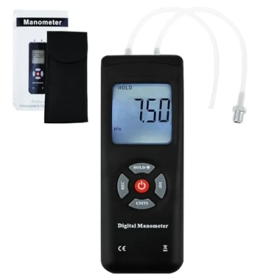 Image of Professional Digital Manometer, Portable Handheld Air Vacuum/Gas Pressure Gauge Meter 11 Units with Backlight, ±13.78kPa ±2PSI, Suitable for Differential of 1 2 Pipes, Ventilation,etc