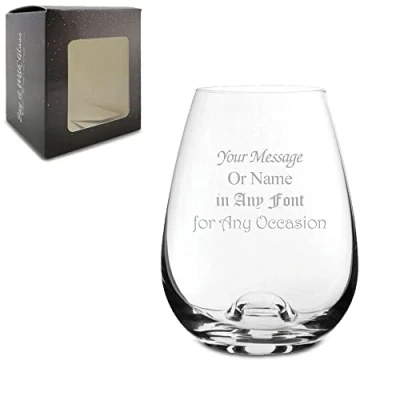 Image of Personalised Engraved 300ml Wine Solutions White Glass with Gift Box, Customise Any Message