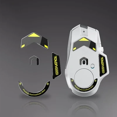 Image of TALONGAMES Curved Edges Ultra Strong Glass Mouse Skates Feet Replacement Compatible With Logicool G502 X Wired / Wireless, Super Smooth Glide Fast and Durable Sole (Black)