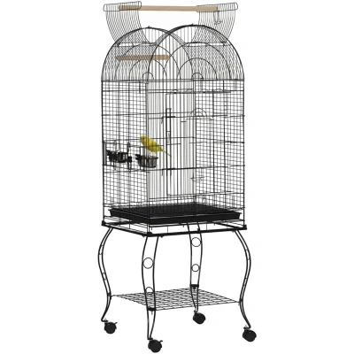Image of PawHut Large Bird Cage, Pet Aviary Parrot Macaw Cockatiel Finch Feeding Stand W/Perch