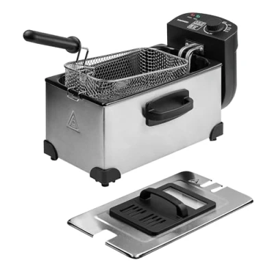 Image of Daewoo SDA1550 2000W Deep Fat Fryer with Window Lid and 3L Oil Capacity, Adjustable Temperature Control High Power Function, Steel Outer Body Enamel Coating, Silver