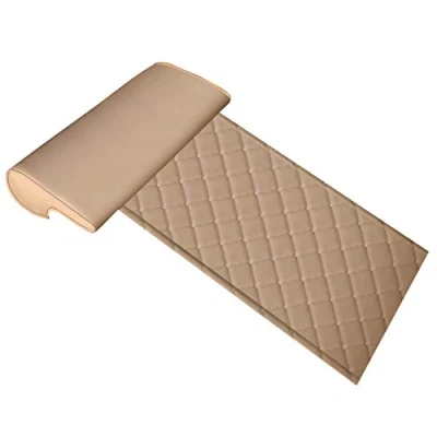 Image of GYMNLJY Car Seat Cushion with Comfort Leg Support Pillow, Rest Extended Leather For Long distance Driving Cars Buses Trains Office Home,Beige