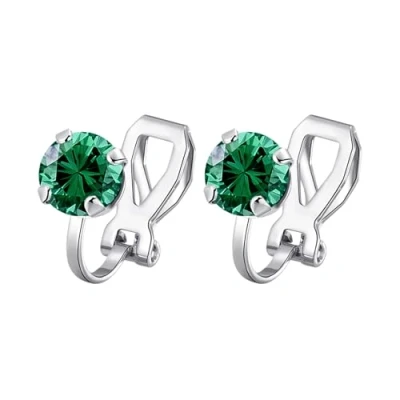 Image of Philip Jones Green Crystal Clip On Earrings Created with Zircondia® Crystals