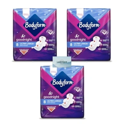 Image of Bodyform Cour V Ultra Night Sanitary Towels Wings 10597, 8&#039;S (Pack of 3)