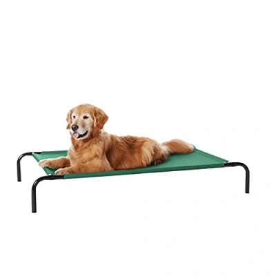 Image of Amazon Basics Raised Dog Bed, Cooling Breathable Elevated Pet L, Green, 130 x 80 19 cm (L W H)