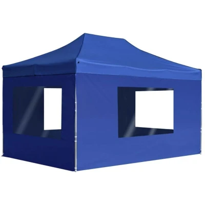 Image of vidaXL Professional Folding Party Tent with Walls Aluminium 4.5x3 m Blue