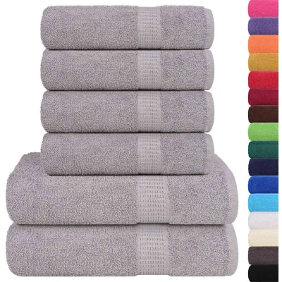 Image of vidaXL 6 Piece Towel Set Grey 360 gsm 100% Cotton