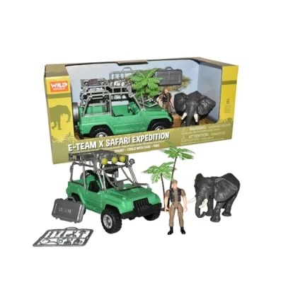 Image of Wild Republic E Team X African playset, Action Figure, Animal, Vehicle, Accessories, Gifts for Kids