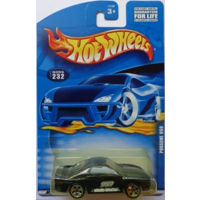 Image of Mattel Hot Wheels 1999 1:64 Scale Black Porsche 959 Die Cast Car Collector #1054